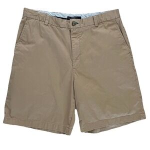 Tommy Hilfiger Men's‎ Shorts Size 36 Khaki Tan Chino Flat Front 9" Inseam Logo